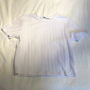 Zara Fuzzy White T-Shirt